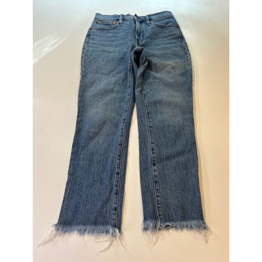 Madewell The Perfect Vintage Jean Women's 25P Blue Raw Hem Straight Leg